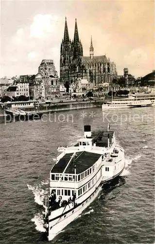 AK / Ansichtskarte Dampfer Seitenrad Koeln am Rhein Dom  Kat. Schiffe