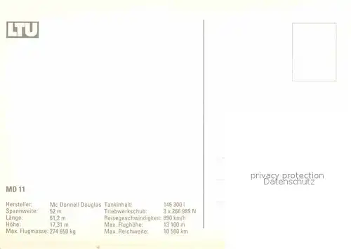 AK / Ansichtskarte Flugzeuge Zivil LTU MD 11 Kat. Airplanes Avions