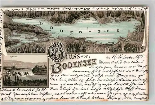 AK / Ansichtskarte Konstanz Bodensee Bodenseekarte Rheinfall Kat. Konstanz