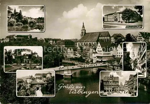 AK / Ansichtskarte Tuebingen Panoramen Rathaus Marktplatz Universitaet Schloss Kat. Tuebingen