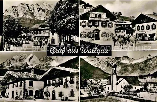AK / Ansichtskarte Wallgau Wetterstein Tiroler Berge Alpspitze Zugspitze Gasthaus Isartal Kat. Wallgau