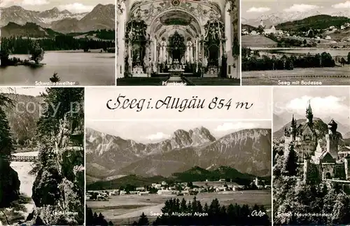 AK / Ansichtskarte Seeg Pfarrkirche Schloss Neuschwanstein Lechklamm Kat. Seeg