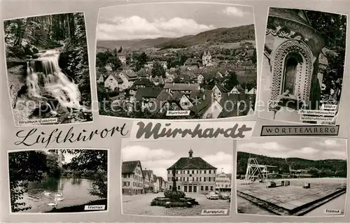 AK / Ansichtskarte Murrhardt Marktplatz Hoerschbach Wasserfall Fenster Walterichskapelle Kat. Murrhardt