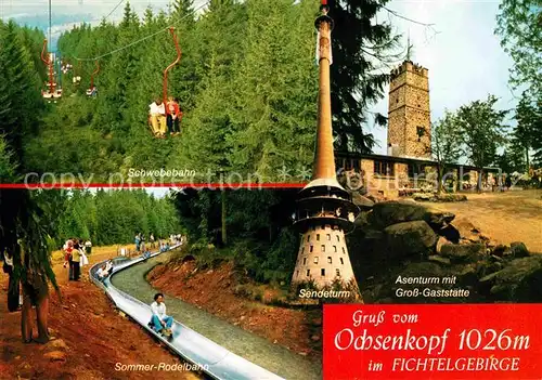 AK / Ansichtskarte Ochsenkopf Asenturm Gross Gaststaette Sendeturm Sesselbahn  Kat. Spiegelau