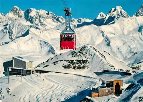 AK / Ansichtskarte Seilbahn Parsenn Weissfluhgipfel Silvretta Piz Linard Bergrestaurants  Kat. Bahnen