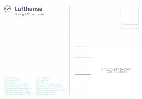 AK / Ansichtskarte Lufthansa Boeing 727 Europa Jet  Kat. Flug