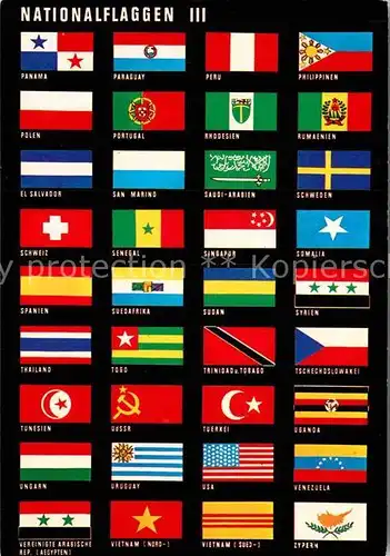 AK / Ansichtskarte Fahnen Nationalflaggen Panama Peru Rhodesien Somalia Togo Zypern  Kat. Heraldik
