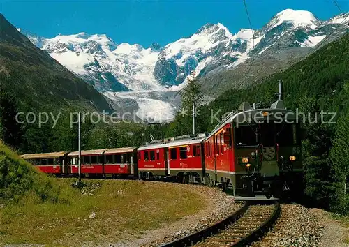 AK / Ansichtskarte Rhaetische Bahn Bernina Express Morteratsch Engadin Piz Palue Bellavista Kat. Eisenbahn