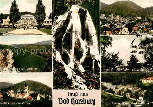 AK / Ansichtskarte Bad Harzburg Luftseilbahn Kirche Rabenkuppe Wasserfall Kat. Bad Harzburg
