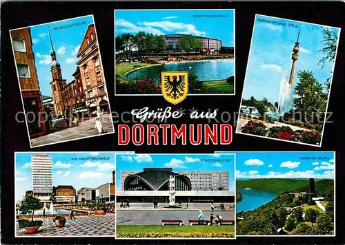 AK / Ansichtskarte Dortmund Reinoldikirche Hauptbahnhof Stadttheater Fernsehturm Kat. Dortmund