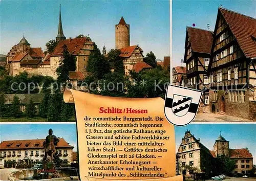 AK / Ansichtskarte Schlitz Stadtkirche Fachwerkhaeuser Burg Kat. Schlitz
