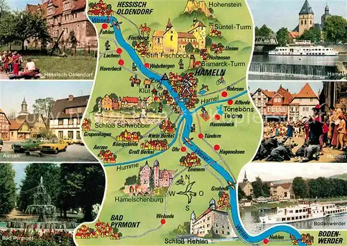 AK / Ansichtskarte Hameln Weser mit Hess Oldendorf Aerzen Bad Pyrmont Bodenwerder Gebietskarte
