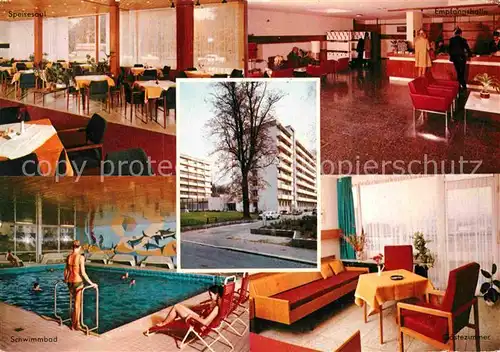 AK / Ansichtskarte Wiesbaden Kurkliniken Dr Drexler Speisesaal Rezeption Hallenbad Zimmer Kat. Wiesbaden