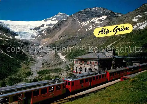 AK / Ansichtskarte Eisenbahn Alp Gruem Berninapass  Kat. Eisenbahn