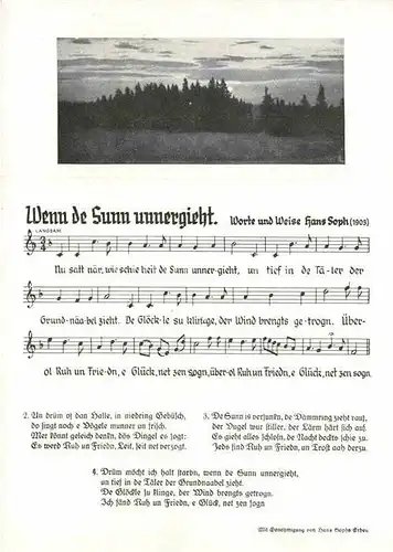 AK / Ansichtskarte Liederkarte Wenn der Sunn unnergieht Hans Soph  Kat. Musik