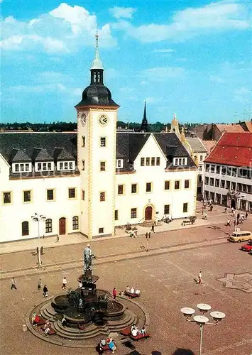 AK / Ansichtskarte Freiberg Sachsen Blick auf den Obermarkt Brunnen Statue Kat. Freiberg