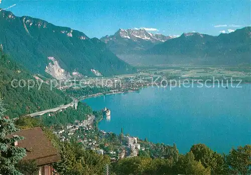 AK / Ansichtskarte Lac Leman Genfersee Le Chateau de Chillon et les Dents du Midi Kat. Genf