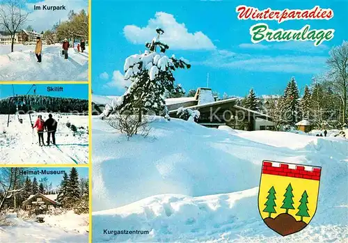 AK / Ansichtskarte Braunlage Kurpark Skilift Heimatmuseum Kurgastzentrum Winterparadies Kat. Braunlage Harz
