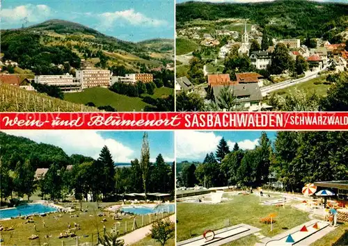 AK / Ansichtskarte Sasbachwalden Panorama Wein und Blumenort im Schwarzwald Freibad Minigolf Kat. Sasbachwalden