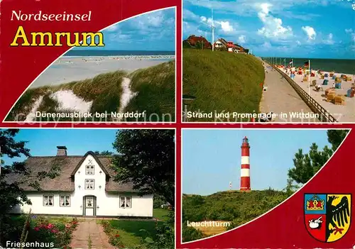 AK / Ansichtskarte Amrum Duenen bei Norddorf Strand Promenade Wittduen Friesenhaus Leuchtturm Kat. Nebel