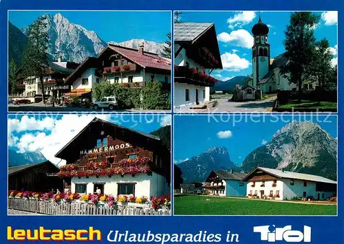 AK / Ansichtskarte Leutasch Weidach mit oefelekopf Pfarrkirche Haemmermoos Alm Lochlehn Gehrenspitze Kat. Leutasch Tirol