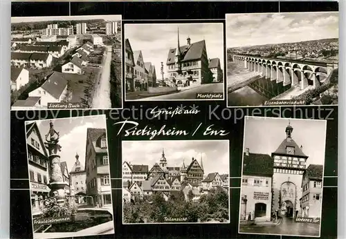 AK / Ansichtskarte Bietigheim Baden Siedlung Buch Fraeuleinbrunnen Teilansicht Unteres Tor Viadukt Kat. Bietigheim