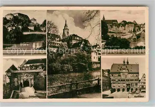 AK / Ansichtskarte Tuebingen Schloss Neckarbruecke Schlosstor Rathaus Kat. Tuebingen