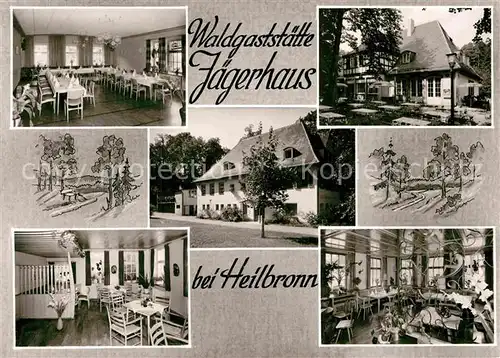 AK / Ansichtskarte Heilbronn Neckar Waldgaststaette Jaegerhaus Speisesaal Gastraeume Kat. Heilbronn