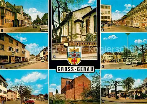 AK / Ansichtskarte Gross Gerau Frankfurter Str. Rathaus Darmstaedter Str. Evangelische Kirche Brunnen Markt  Kat. Gross Gerau