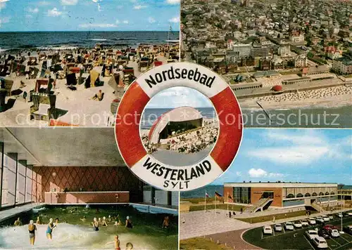 AK / Ansichtskarte Westerland Sylt Strand Fliegeraufnahme Musikpavillon Kat. Westerland