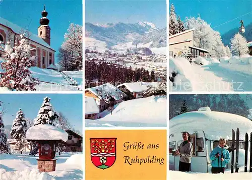 AK / Ansichtskarte Ruhpolding Pfarrkirche Kurhaus Seilbahn Campingplatz Kat. Ruhpolding
