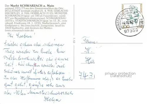 AK / Ansichtskarte Schwarzach Main Gerlachshausen Schwarzenau Duellstadt Hoerblach  Kat. Schwarzach a.Main