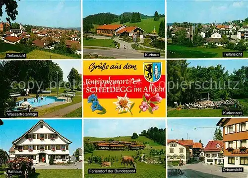 AK / Ansichtskarte Scheidegg Allgaeu Kurhaus Rathaus Wassertretanlage  Kat. Scheidegg