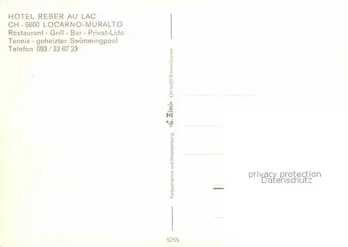 AK / Ansichtskarte Muralto TI Hotel Reber au Lac  Kat. Muralto Locarno