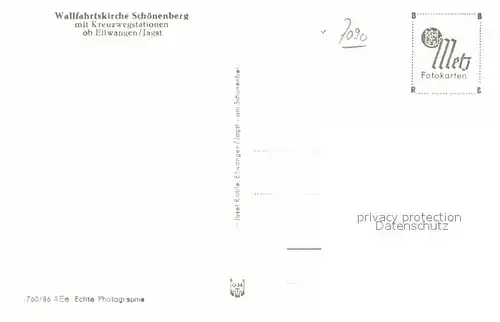 AK / Ansichtskarte Ellwangen Jagst Wallfahrtskirche Schoenenberg mit Kreuzwegstationen Kat. Ellwangen (Jagst)