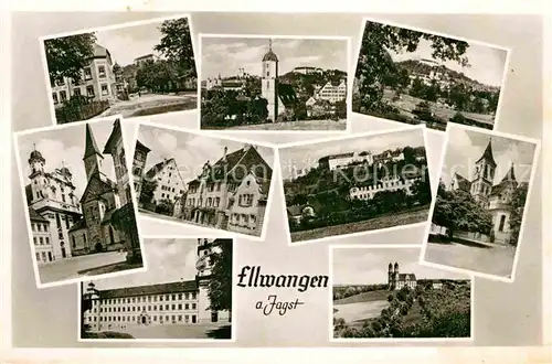 AK / Ansichtskarte Ellwangen Jagst Wallfahrtskirche Schoenenberg Stiftskirche Teilansicht Schloss  Kat. Ellwangen (Jagst)