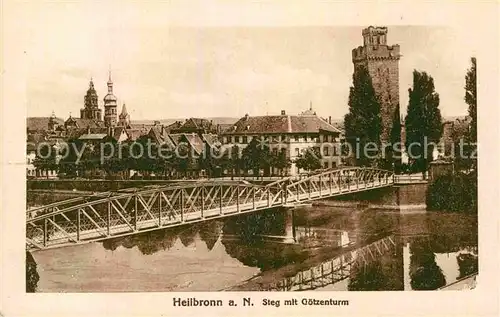 AK / Ansichtskarte Heilbronn Neckar Steg mit Goetzenturm Kat. Heilbronn