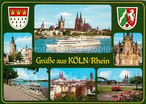 AK / Ansichtskarte Koeln Rhein Schiff Bruecke Muenster  Kat. Koeln