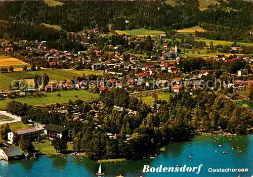 AK / Ansichtskarte Bodensdorf Ossiacher See Fliegeraufnahme mit Camping Glaser