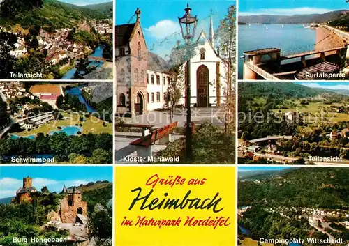AK / Ansichtskarte Heimbach Eifel Rutalsperre Camping Wittenscheidt Kloster Mariawald Schwimmbad Burg Hengebach Kat. Heimbach
