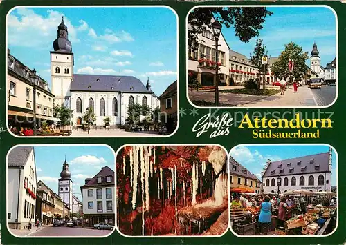 AK / Ansichtskarte Attendorn Kirche Innenstadt Markt Tropfsteinhoehle Kat. Attendorn