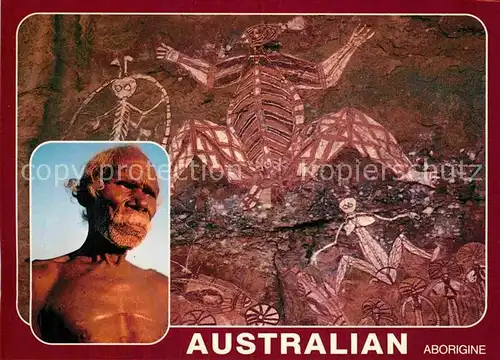 AK / Ansichtskarte Typen Australian Aborigine Rock Paintings Tribal Elder  Kat. Typen