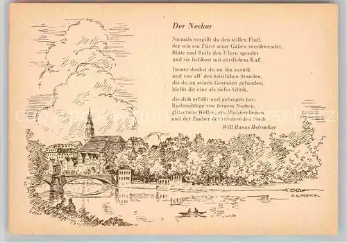 AK / Ansichtskarte Tuebingen Gedicht Hebsacker Der Neckar Kat. Tuebingen
