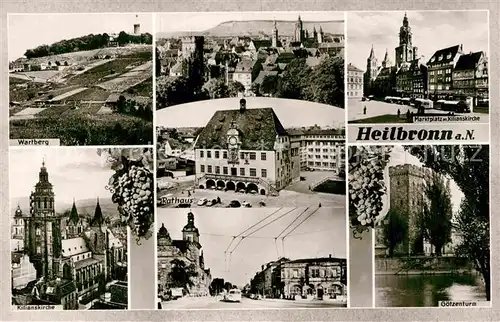 AK / Ansichtskarte Heilbronn Neckar Marktplatz Kilianskirche Goetzenturm Rathaus Wartberg Kat. Heilbronn