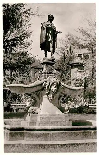 AK / Ansichtskarte Schwaebisch Gmuend Stadtgarten Gaststaette Brunnen Der Geiger von Gmuend Kat. Schwaebisch Gmuend