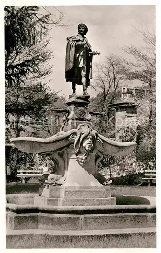 AK / Ansichtskarte Schwaebisch Gmuend Stadtgarten Gaststaette Brunnen Der Geiger von Gmuend Kat. Schwaebisch Gmuend