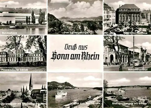 AK / Ansichtskarte Bonn Rhein Markt Rathaus Bundesbahnhof Poppelsdorfer Schloss  Kat. Bonn