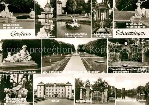 AK / Ansichtskarte Schwetzingen Schlossgarten Hirschgruppe Apollotempel  Kat. Schwetzingen