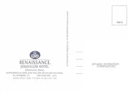 AK / Ansichtskarte Jerusalem Yerushalayim Renaissance Jerusalem Hotel Kat. Israel