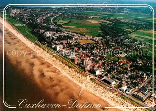 AK / Ansichtskarte Cuxhaven Duhnen Nordseebad Fliegeraufnahme mit Strand